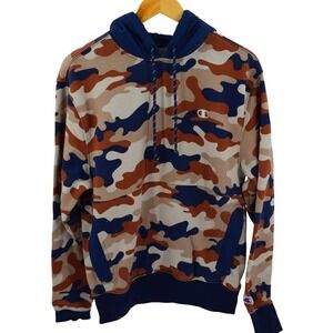 Champion Camouflage Hoodie Sweatshirt Men S Navy Tan Brown Pullover